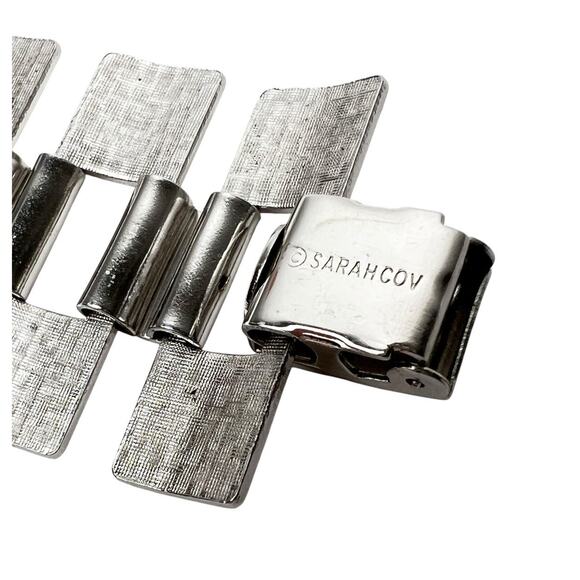 Sarah Coventry Four Seasons Bracelet Brushed And Shiny Silver Tone Textured Link - Picture 3 of 9